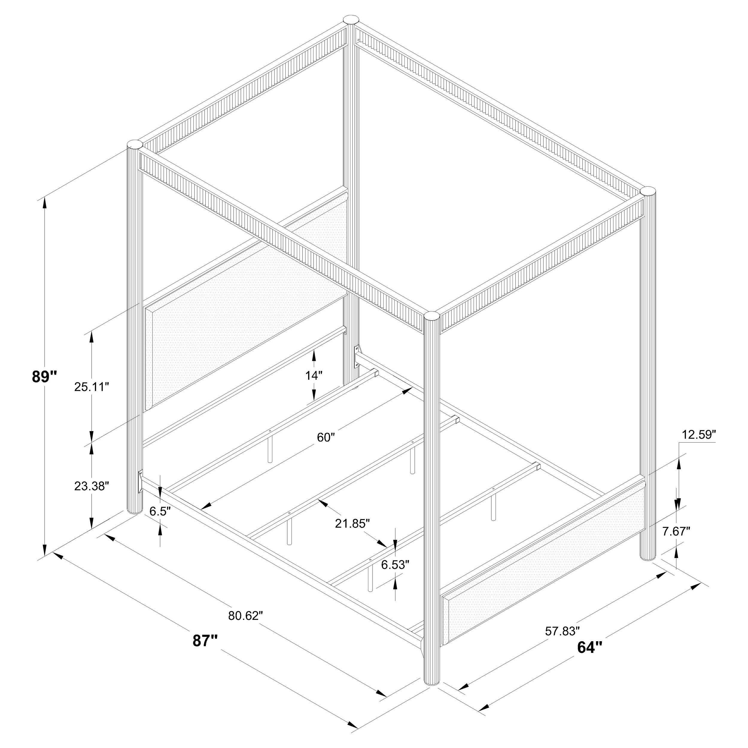 Zimmerlee 89-inch Metal Queen Canopy Bed Rust Brown — view 12