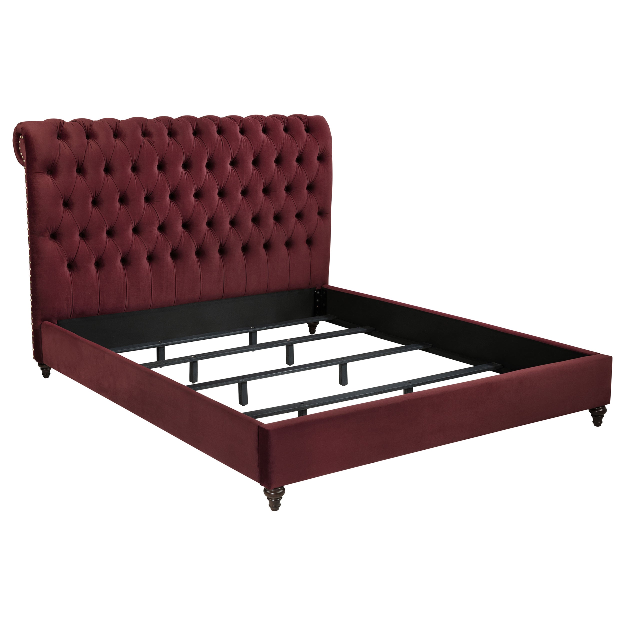 Devon 57-inch Upholstered Eastern King Panel Bed Wine Red — view 1