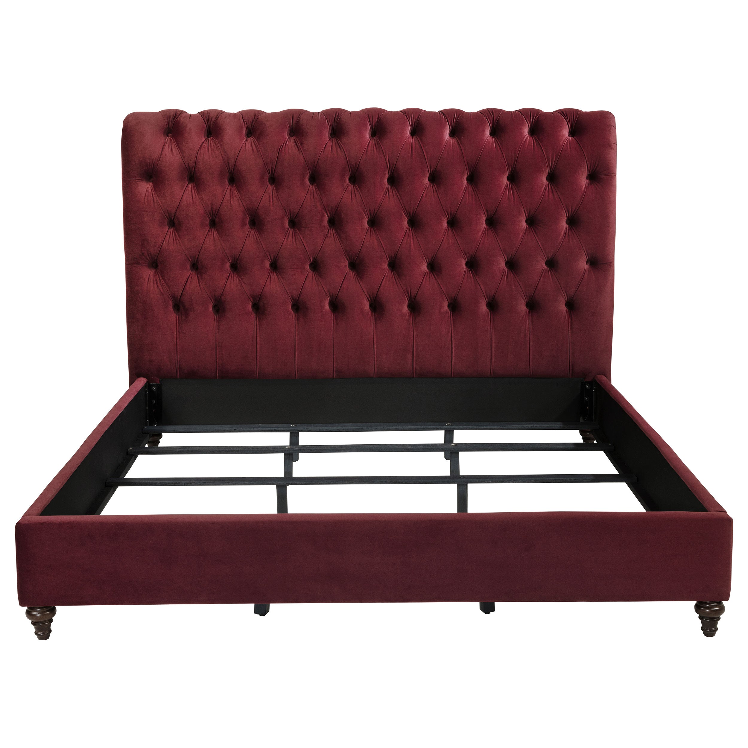 Devon 57-inch Upholstered Eastern King Panel Bed Wine Red — view 4