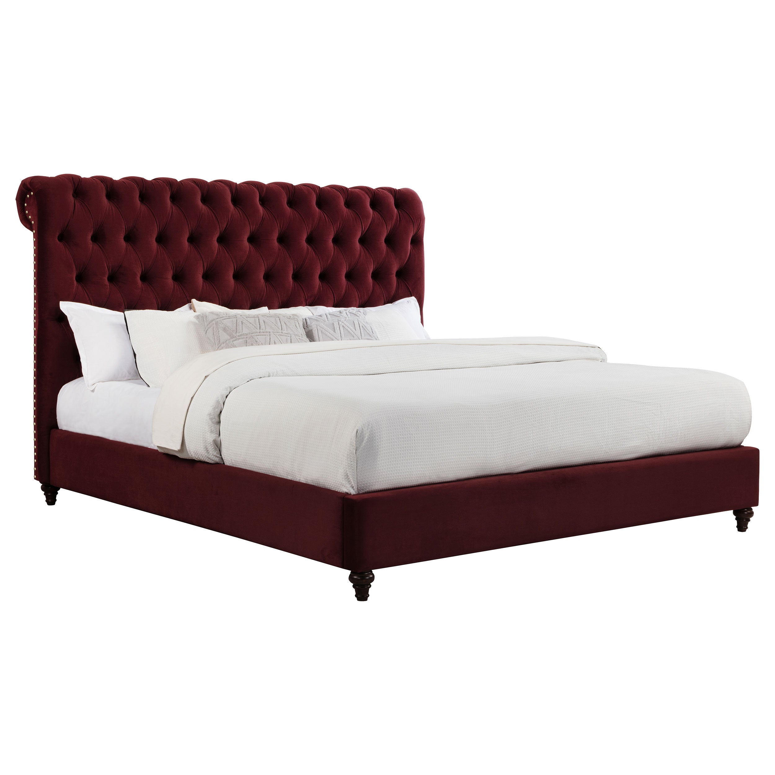 Devon 57-inch Upholstered California King Panel Bed Wine Red — view 3