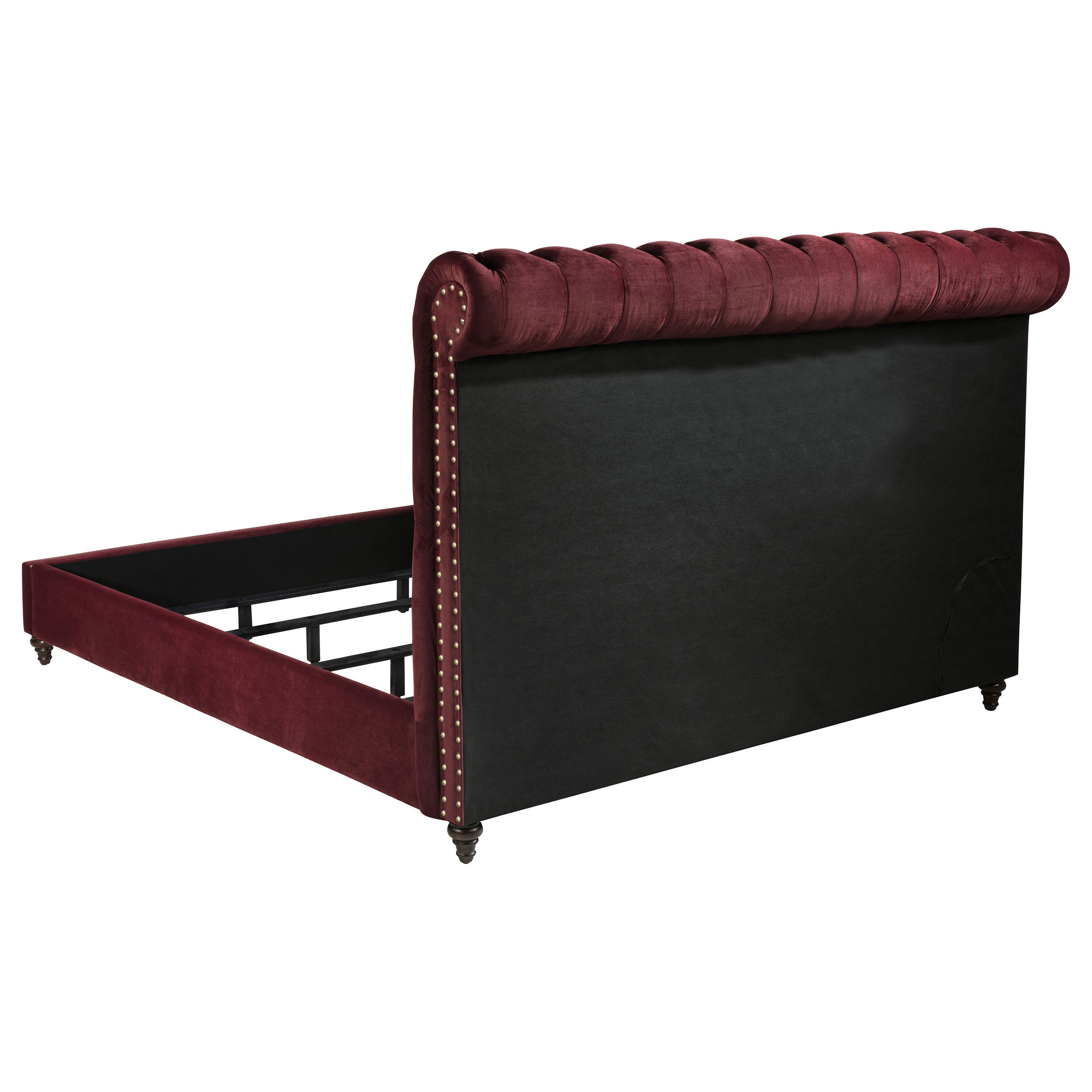 Devon 57-inch Upholstered California King Panel Bed Wine Red — view 5