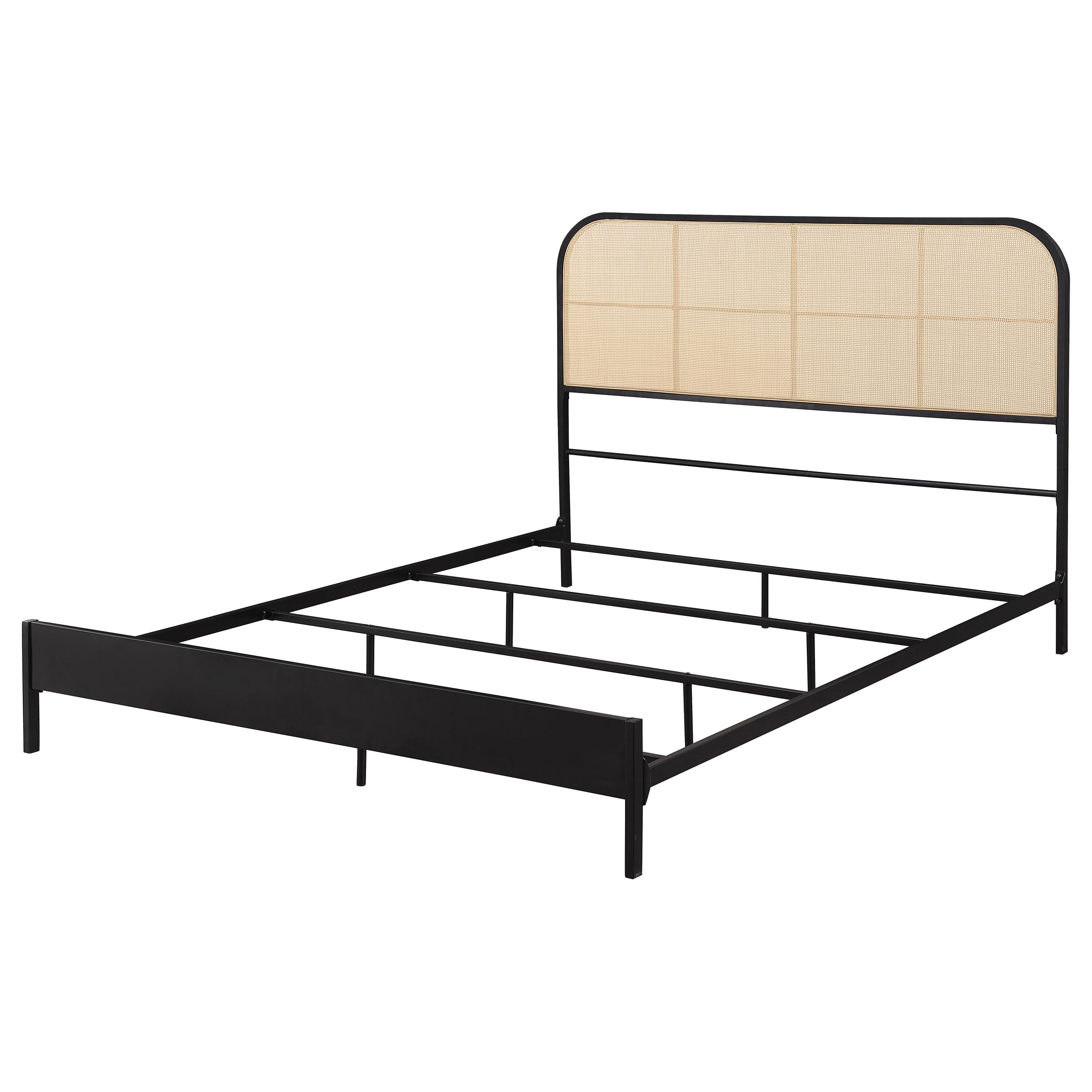 Amherst Radio Weave Rattan Metal Queen Bed Black — view 4