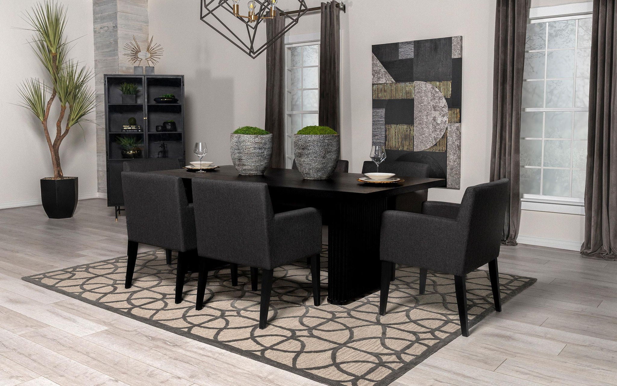Catherine Upholstered Dining Arm Chair Grey (Set of 2) - Atlantic Fine Furniture Melbourne FL