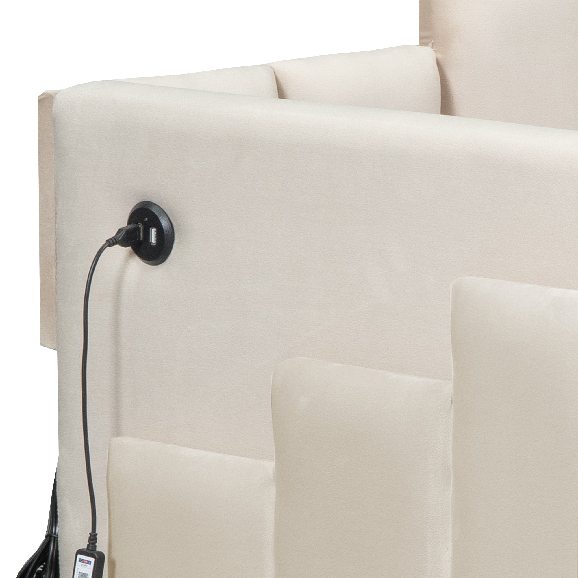 Twin Size Upholstered Daybed with Light and USB Port, Beige - Atlantic Fine Furniture Melbourne FL