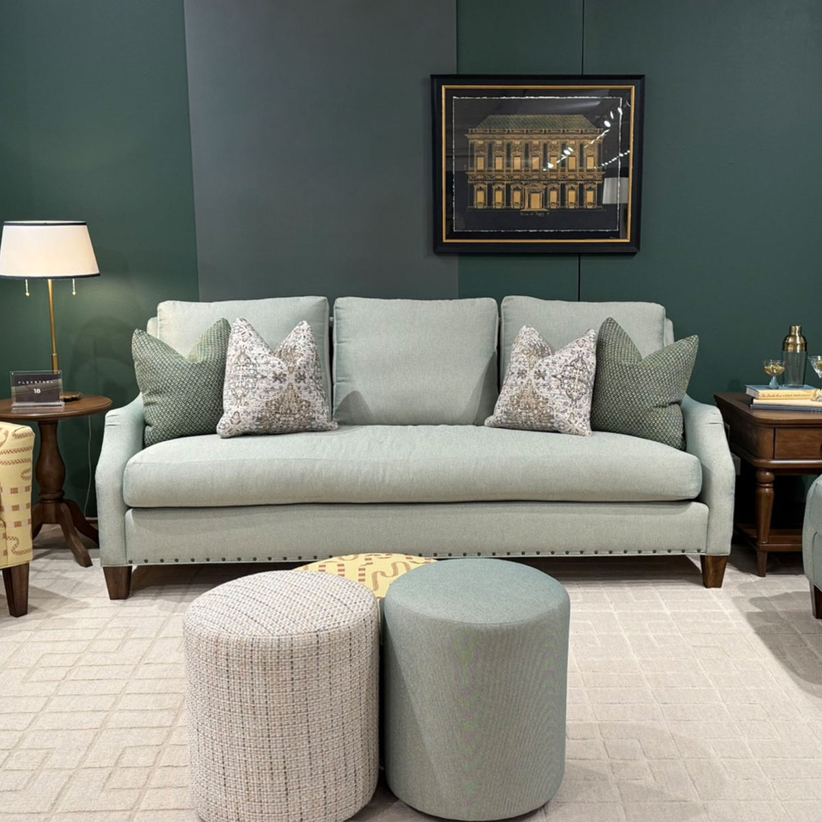 Gianna - Fabric Bench Sofa With Nailhead Trim
