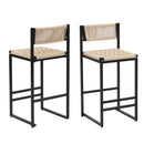 Style B, Woven Bar Stools With Backrest, Paper Rope Weave Dining Chairs For Kitchen Island - Creamy White