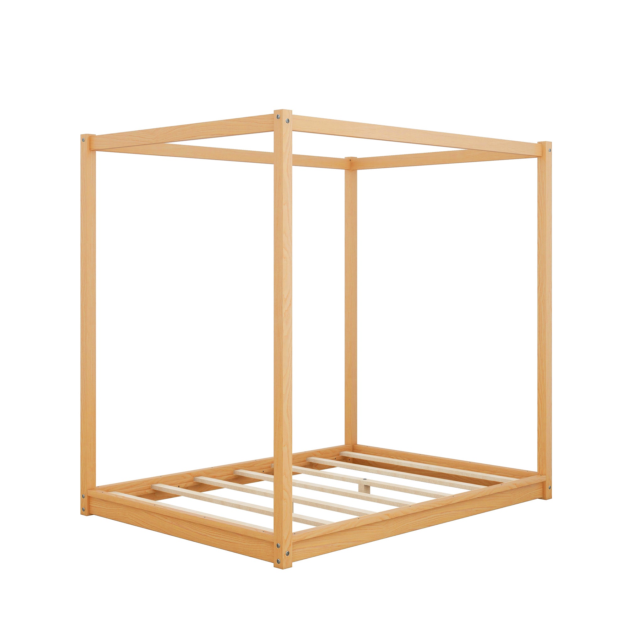 Full Size Canopy Platform Bed with Support Legs,Natural - Atlantic Fine Furniture Melbourne FL