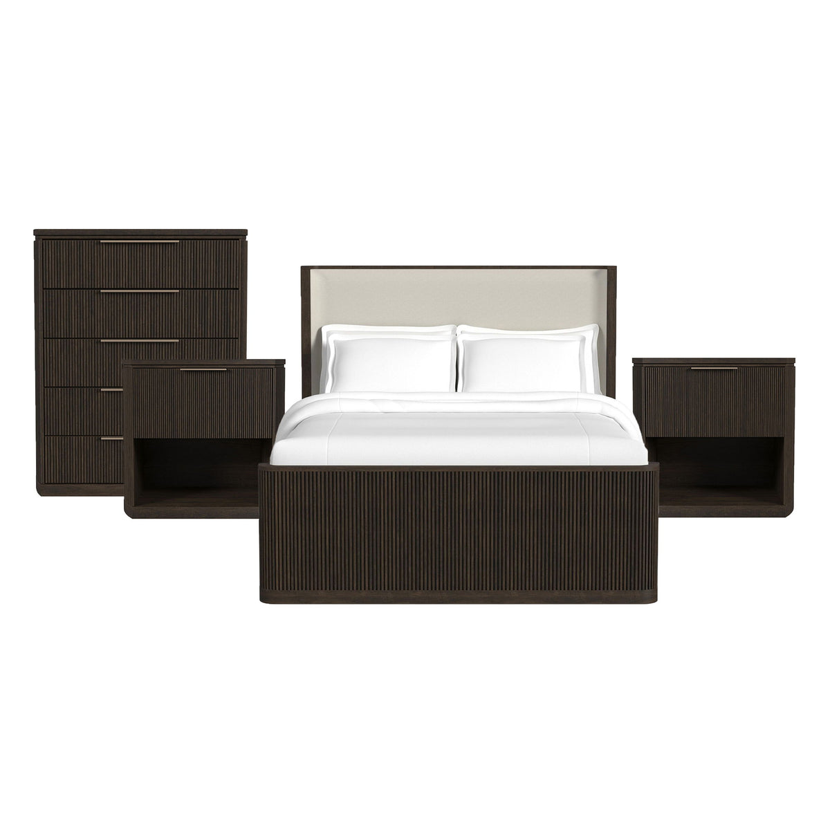 Sylvie Bedroom Set With Upholstered Bed in Dark Brown by Elements International, view 7