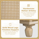 Bathroom Vanity With Handwoven Rattan Doors, Resin Basin - Natural Wood