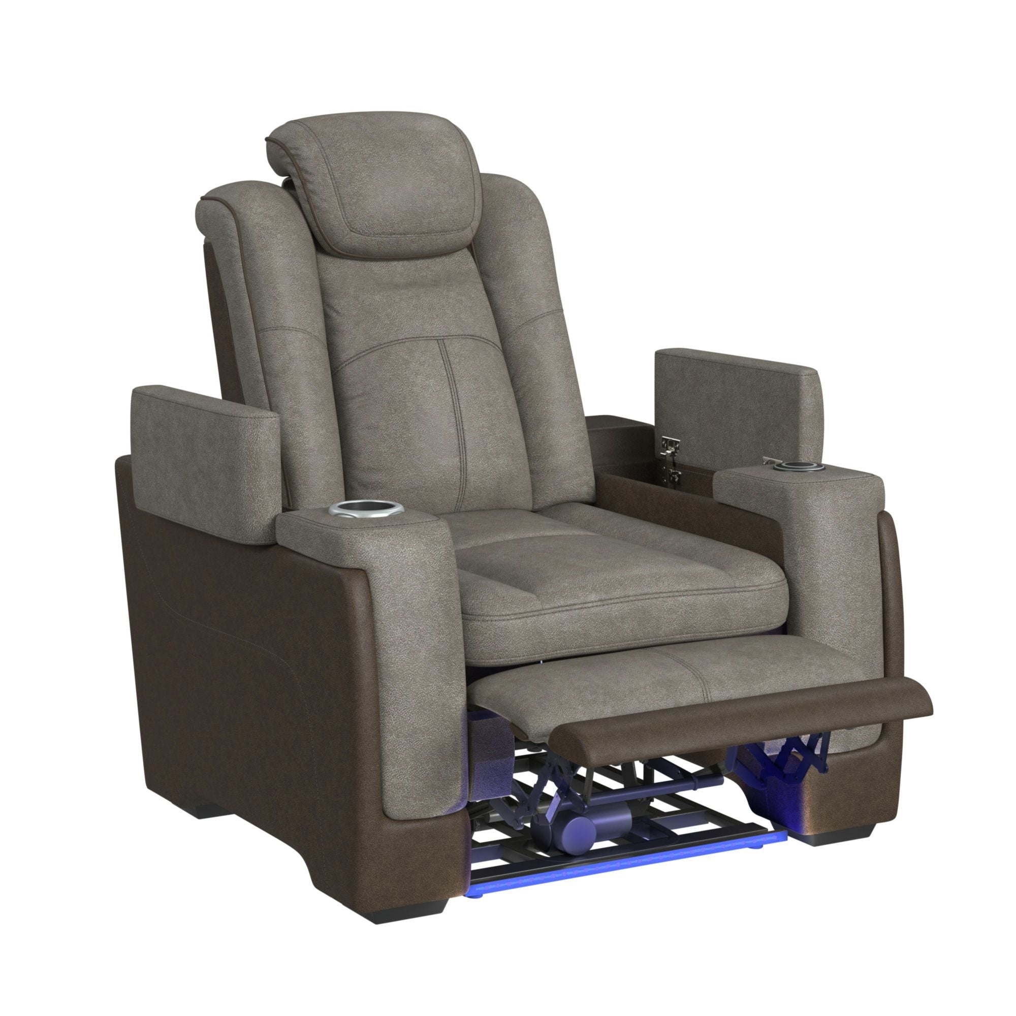 Lantana Power Motion Recliner With Power Headrest, LED , Wireless Charger And Cup Holder in Gray by Elements International, view 5