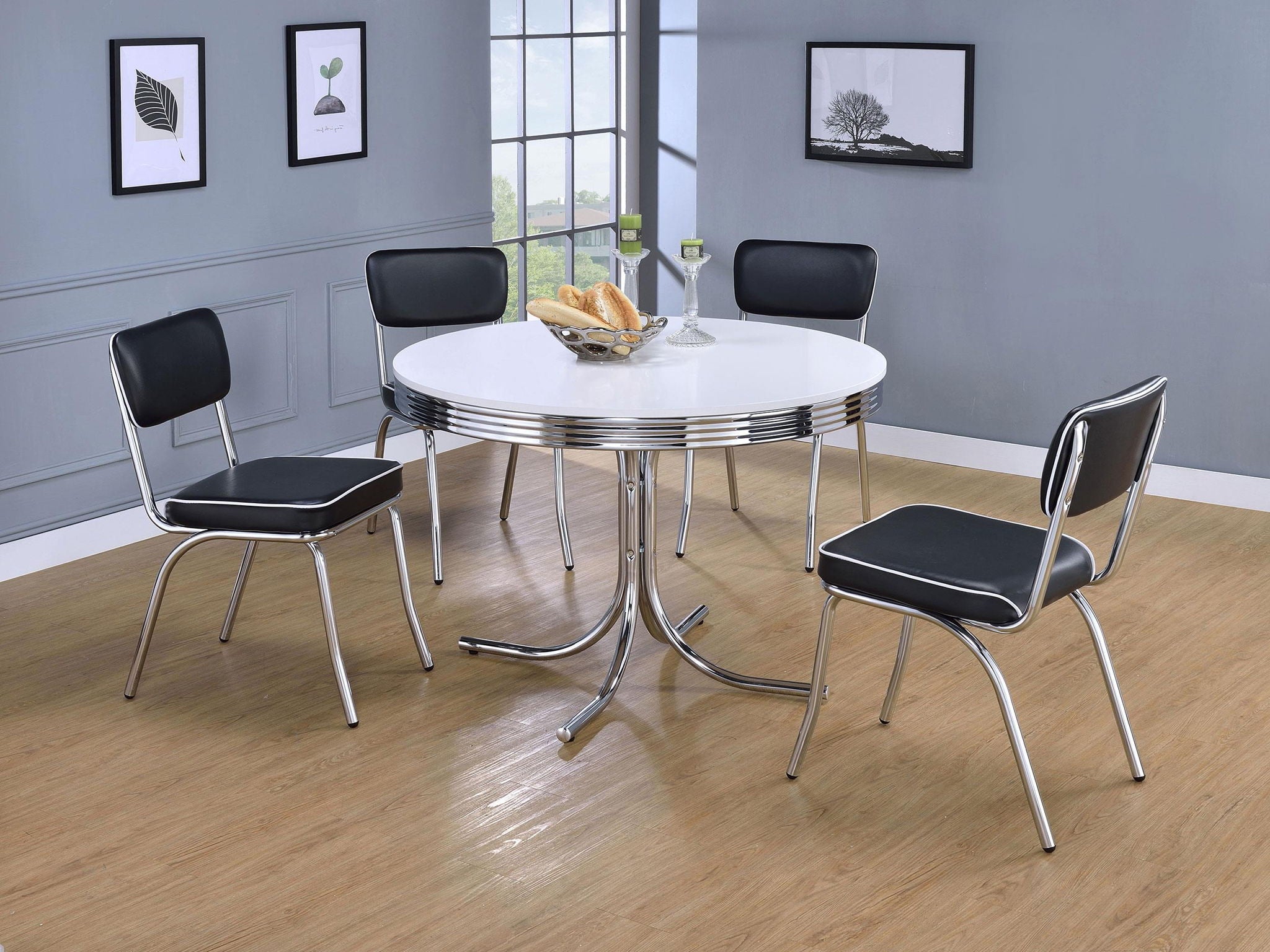 Retro Upholstered Dining Side Chair Black (Set of 2) - Atlantic Fine Furniture Melbourne FL