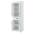 Freestanding Bathroom Vanity, Elegant Design With 4 Doors & 1 Drawer, Adjustable Shelves, Damping Hinges - White