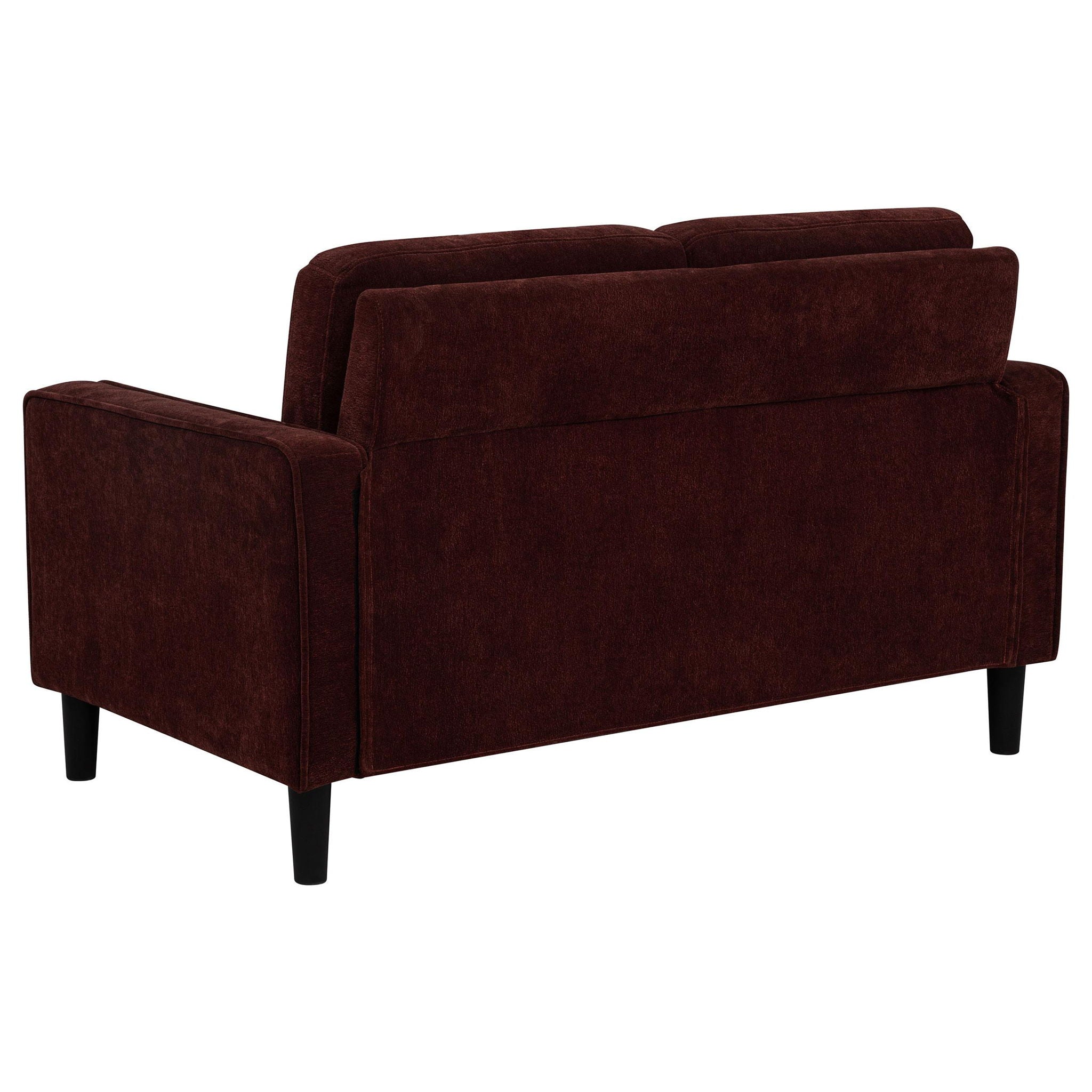Ruth Fabric Upholstered Track Arm Loveseat Rust Red