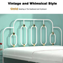 Ola Metal Bed, White with Gold Details, Full