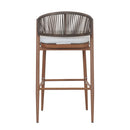 Outdoor Bar Height Metal Frame Counter Stools With Scallop Shaped Backrest & Water Resistant Cushions