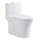 Elegant One Piece Toilet With Tornado Dual Flush, Siphonic S Trap 12", Soft Close Seat, Dual Flush, Ada Height, Glossy - Gloss White