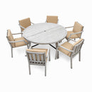 6 Person Outdoor Wooden Dining Set With Umbrella Hole And Removable Cushions For Patio - Gray