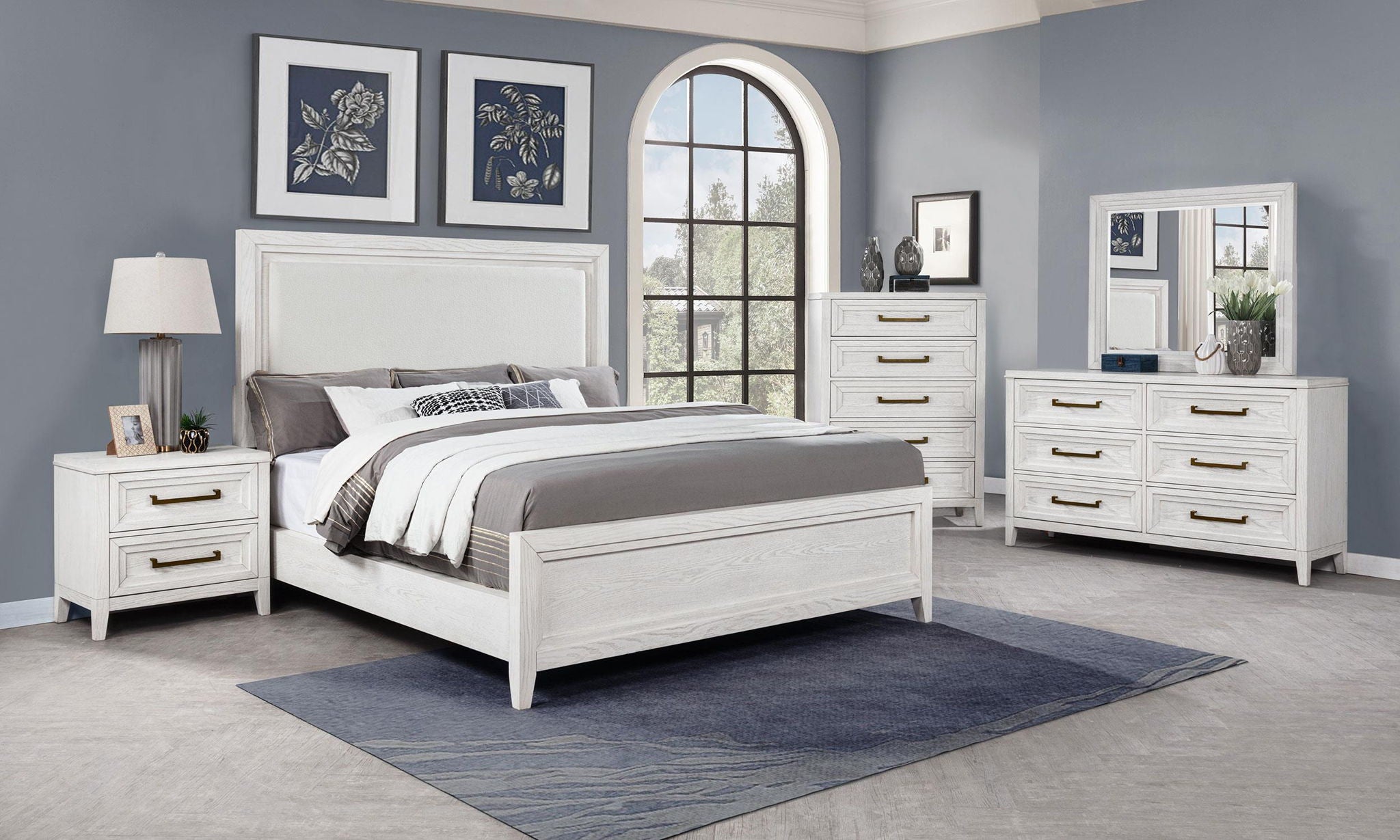 Marielle 5-piece Eastern King Bedroom Set Distressed White
