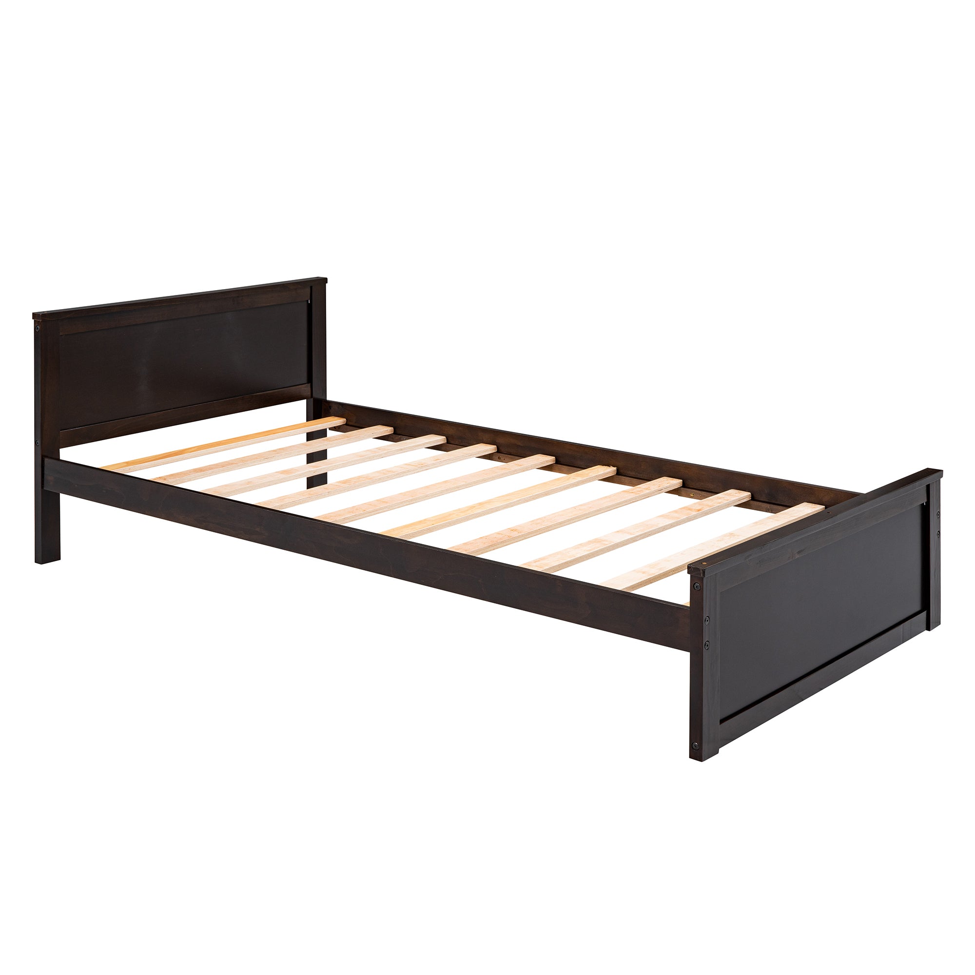 Twin size Loft Bed with a Stand-alone bed, Shelves,Desk,and Wardrobe-Espresso - Atlantic Fine Furniture Melbourne FL
