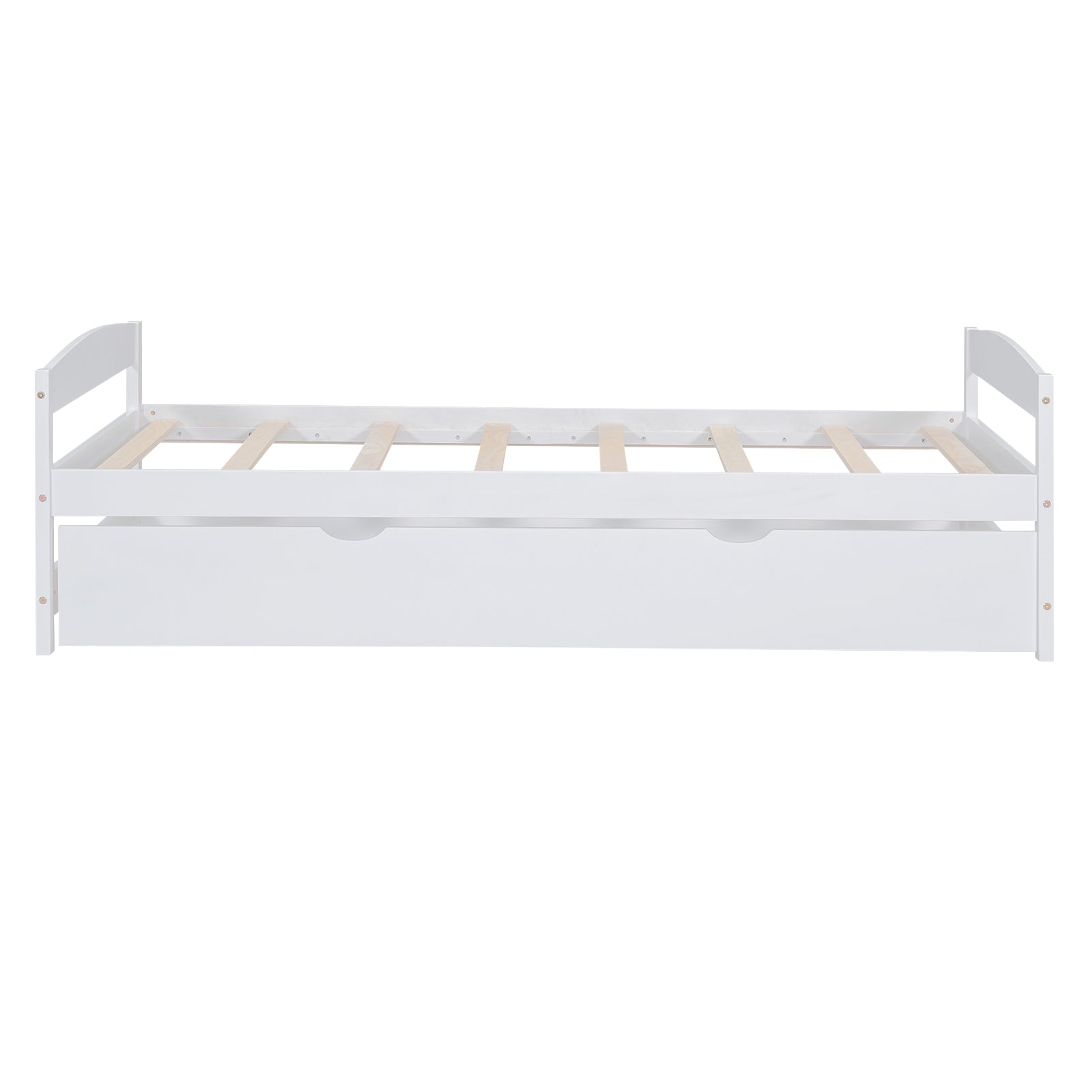 Twin Size Platform Bed with Twin Size Trundle, White - Atlantic Fine Furniture Melbourne FL