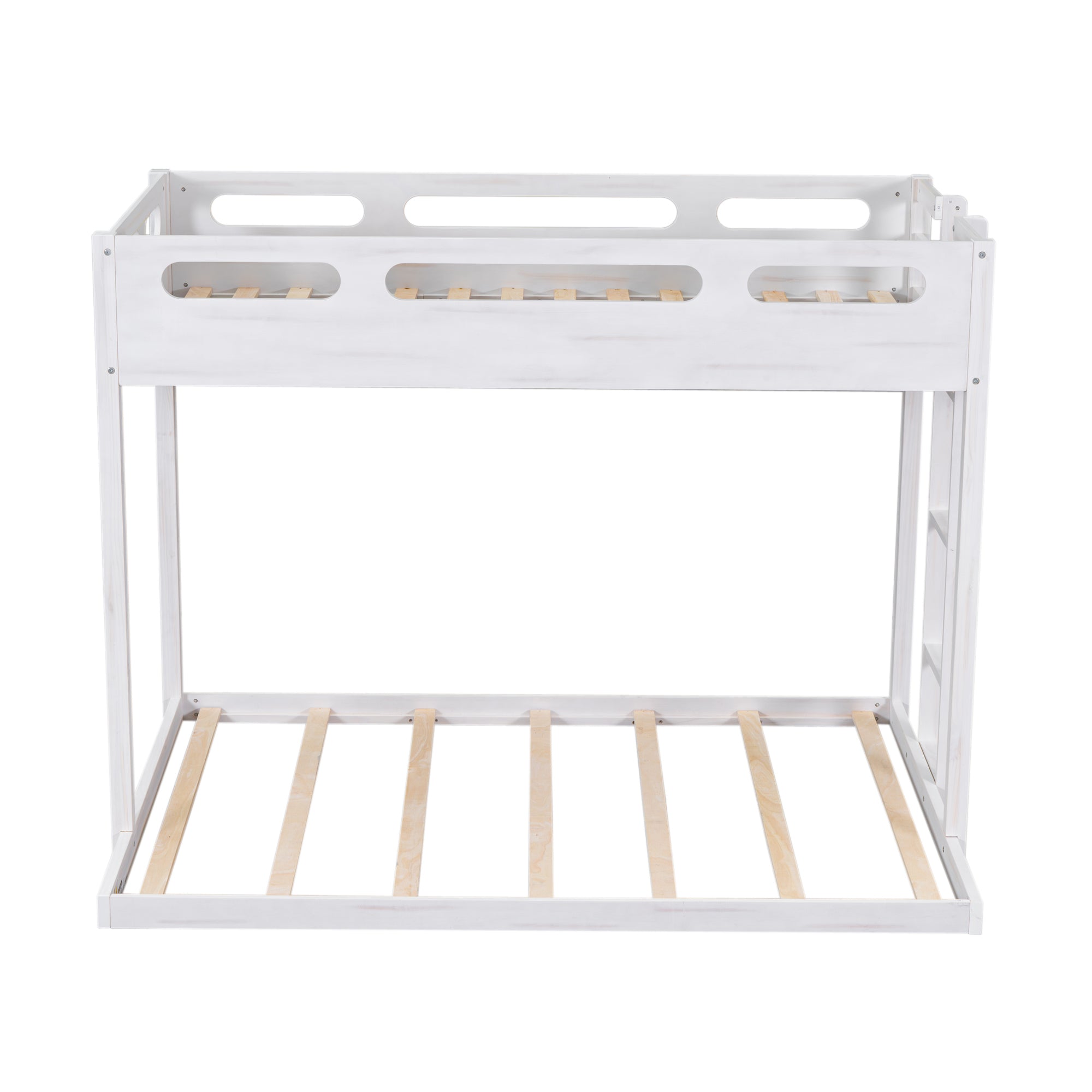 Twin over Full Bunk Bed with Built-in Ladder,White - Atlantic Fine Furniture Melbourne FL