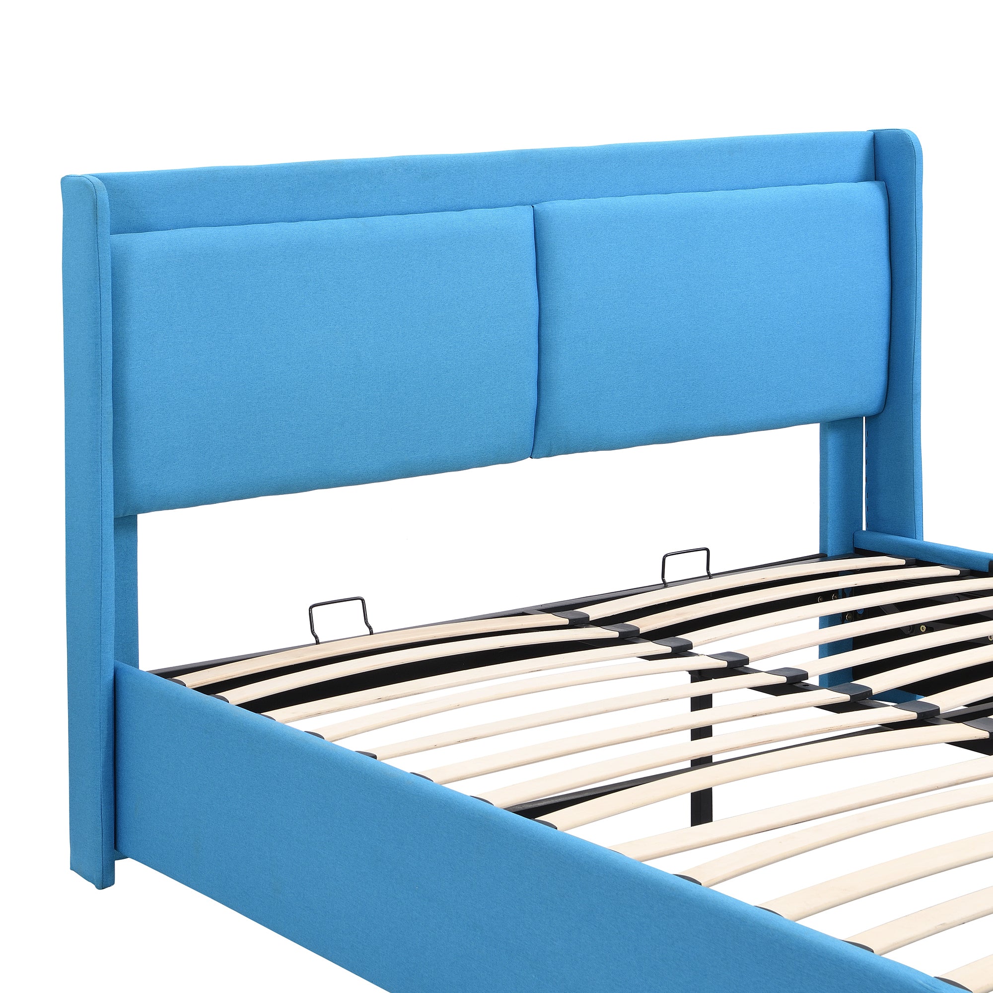 Queen Size Storage Upholstered Hydraulic Platform Bed with 2 Drawers, Blue - Atlantic Fine Furniture Melbourne FL
