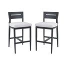 Modern Outdoor Bar Stools With Backrest And Footrest (Set of 2)