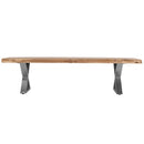 Farmhouse Design Acacia Wood Dining Bench With X Shaped Metal Legs - Brown / Chrome