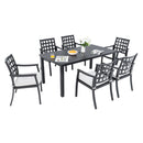 Modern Classic Outdoor Patio Dining Set, Rectangular Table & Dining Chairs, Rust Free, Weather Resistant