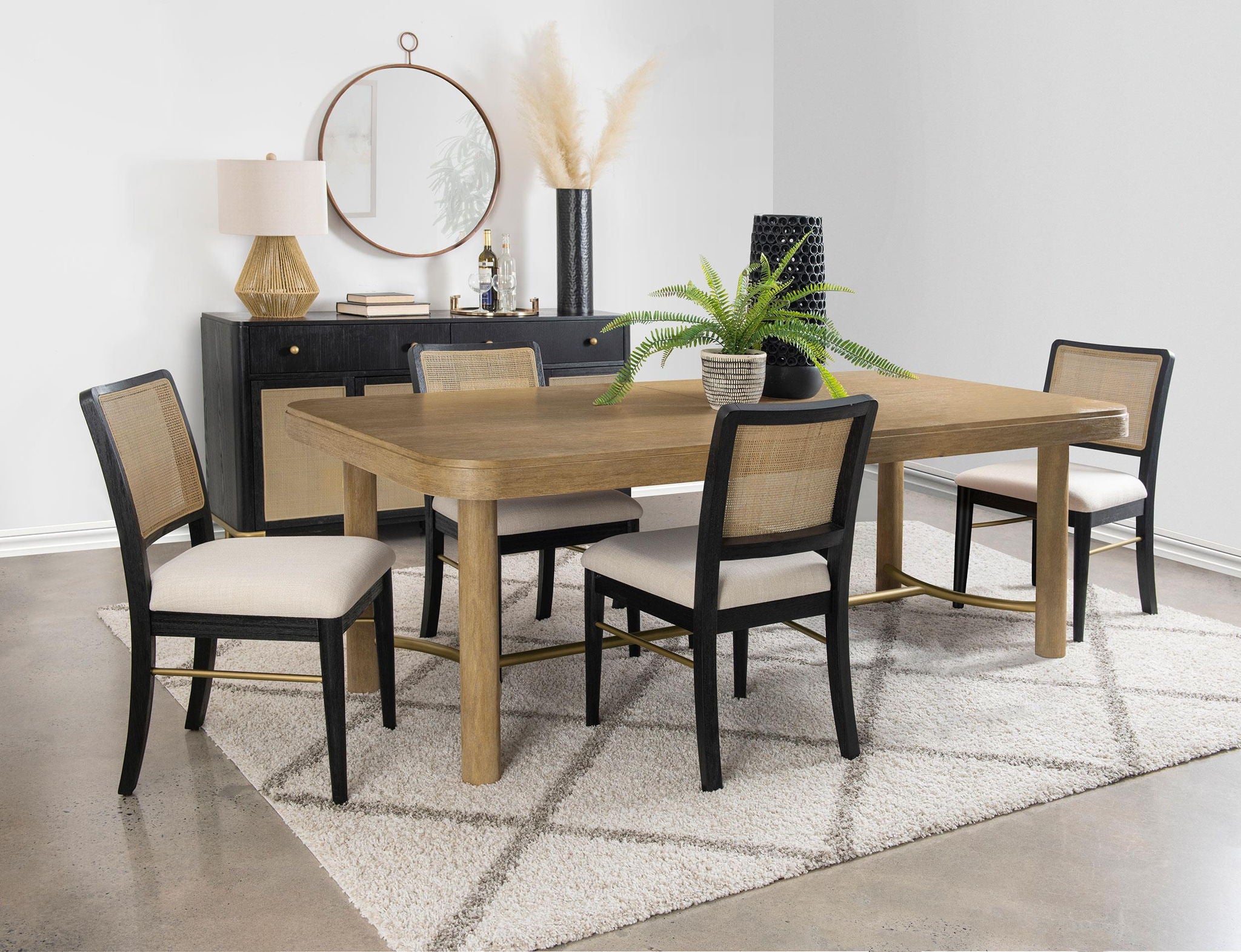 Arini 5-piece Extension Leaf Dining Table Set Sand Wash and Black - Atlantic Fine Furniture Melbourne FL