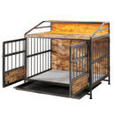 Multi Function Dog Crates With Storage, Double Doors, Indoor Dog Crate - Black Brown