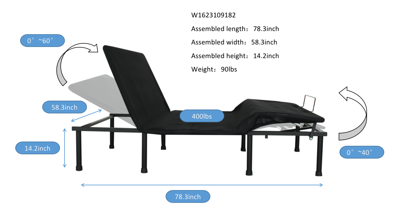 Adjustable Bed Base-Motorized Head and Foot Incline-Quick and Easy Assembly - Atlantic Fine Furniture Melbourne FL