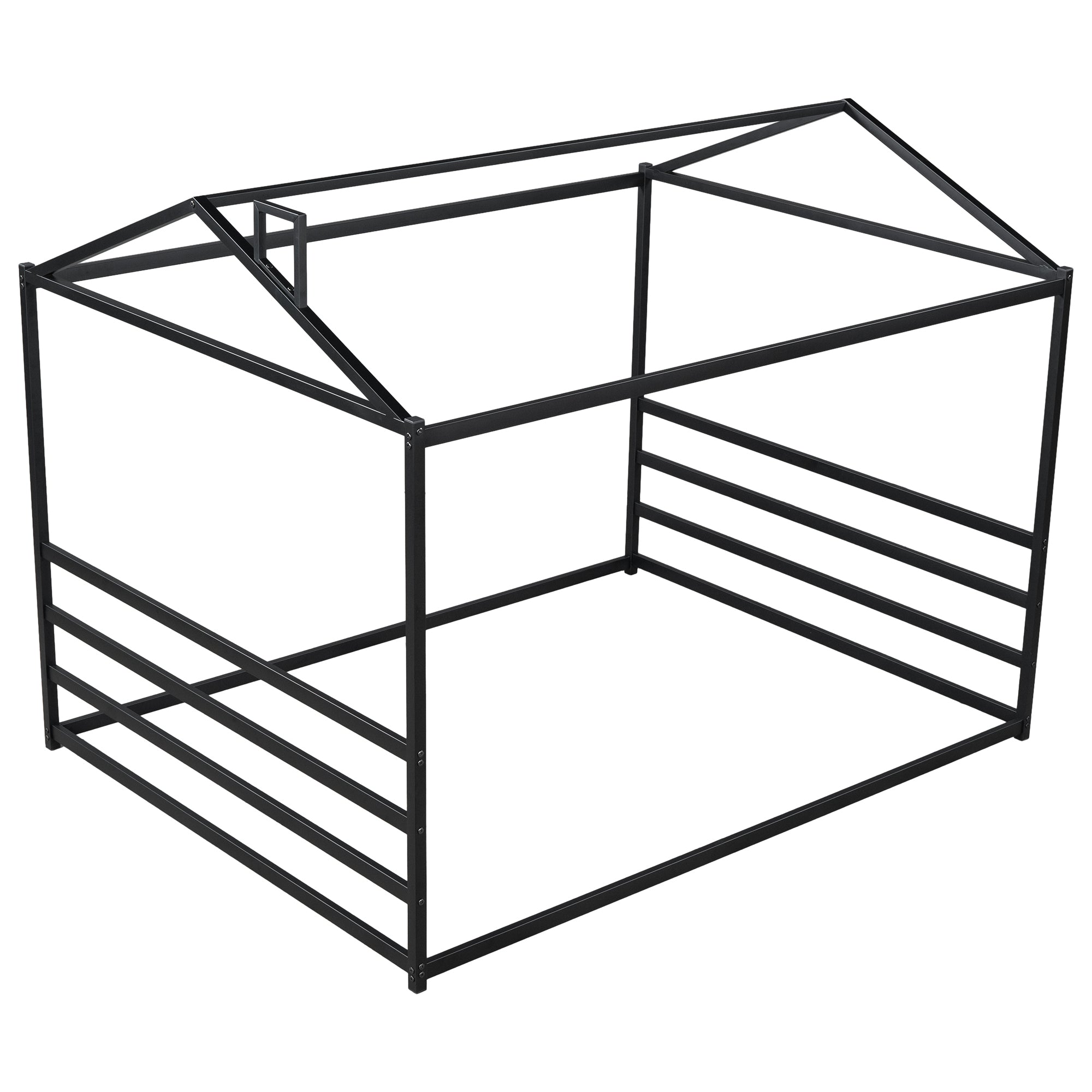 Metal House Shape Platform Bed, Black, Queen - Atlantic Fine Furniture Melbourne FL