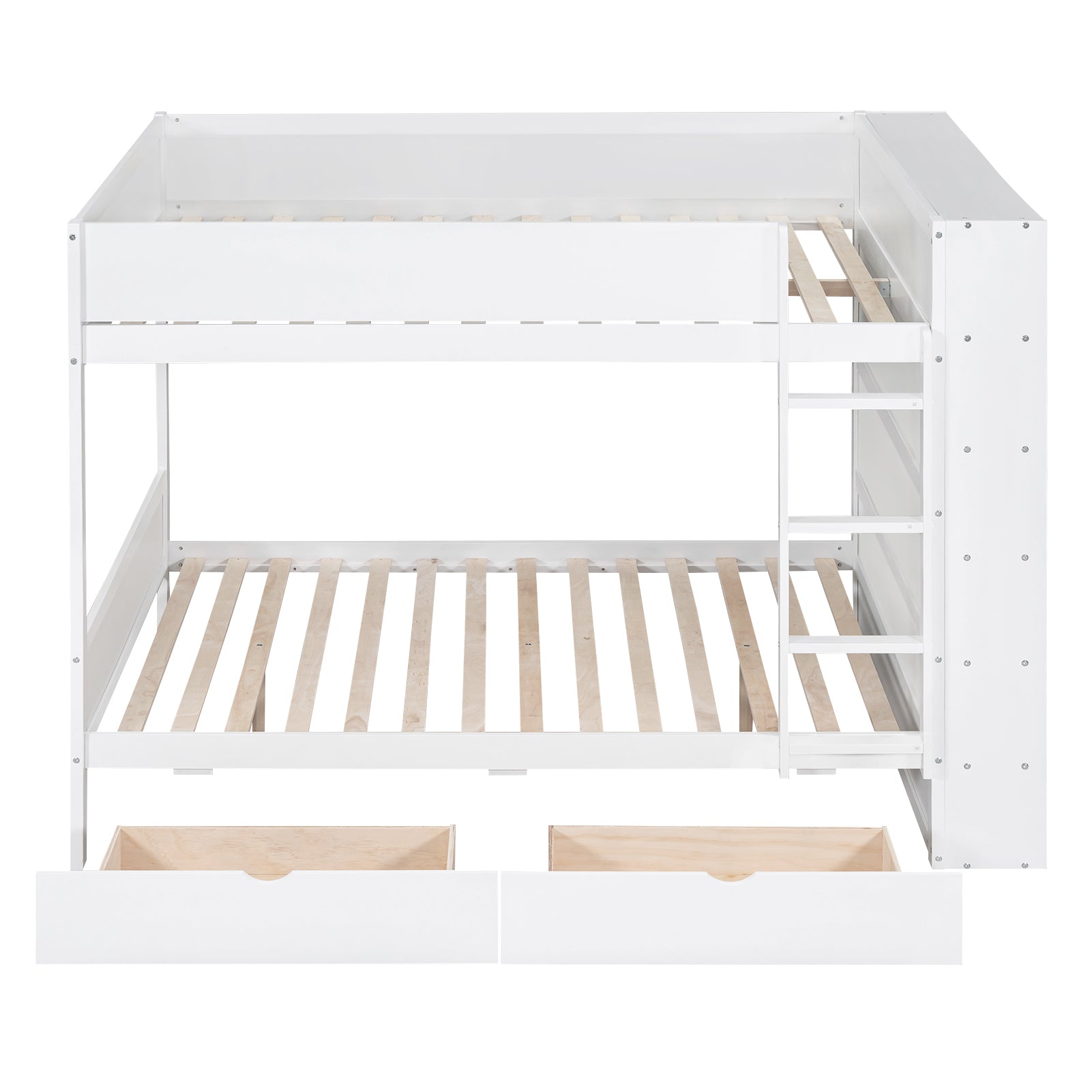 Full over Full Bunk Bed With 2 Drawers and Multi-layer Cabinet, White - Atlantic Fine Furniture Melbourne FL