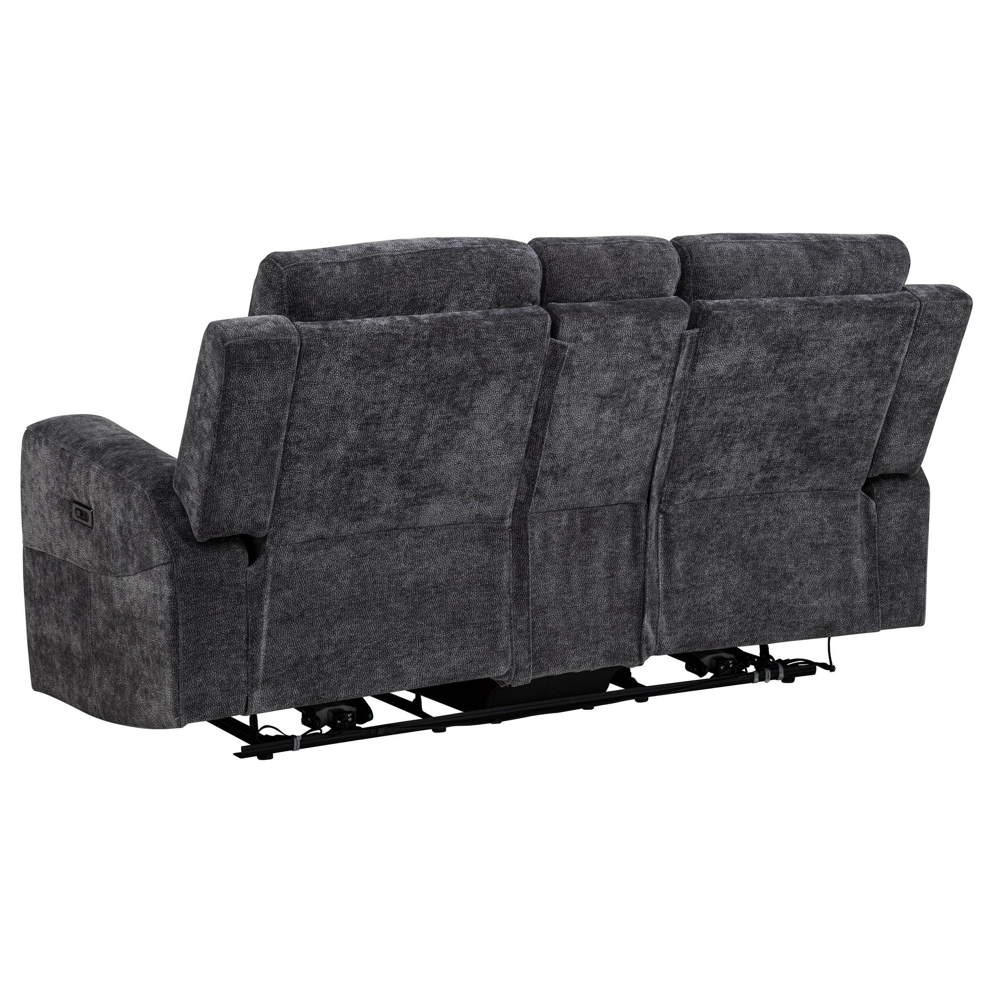 Kennett 2-piece Chenille Power Reclining Sofa Set Dark Grey
