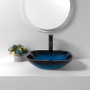 Artistic Vessel Sink With Faucet And Pop Up Drain - Blue
