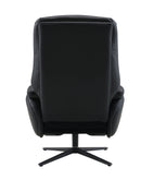 Labotina - Top Grain Leather Accent Chair With Swivel & Ottoman - Black
