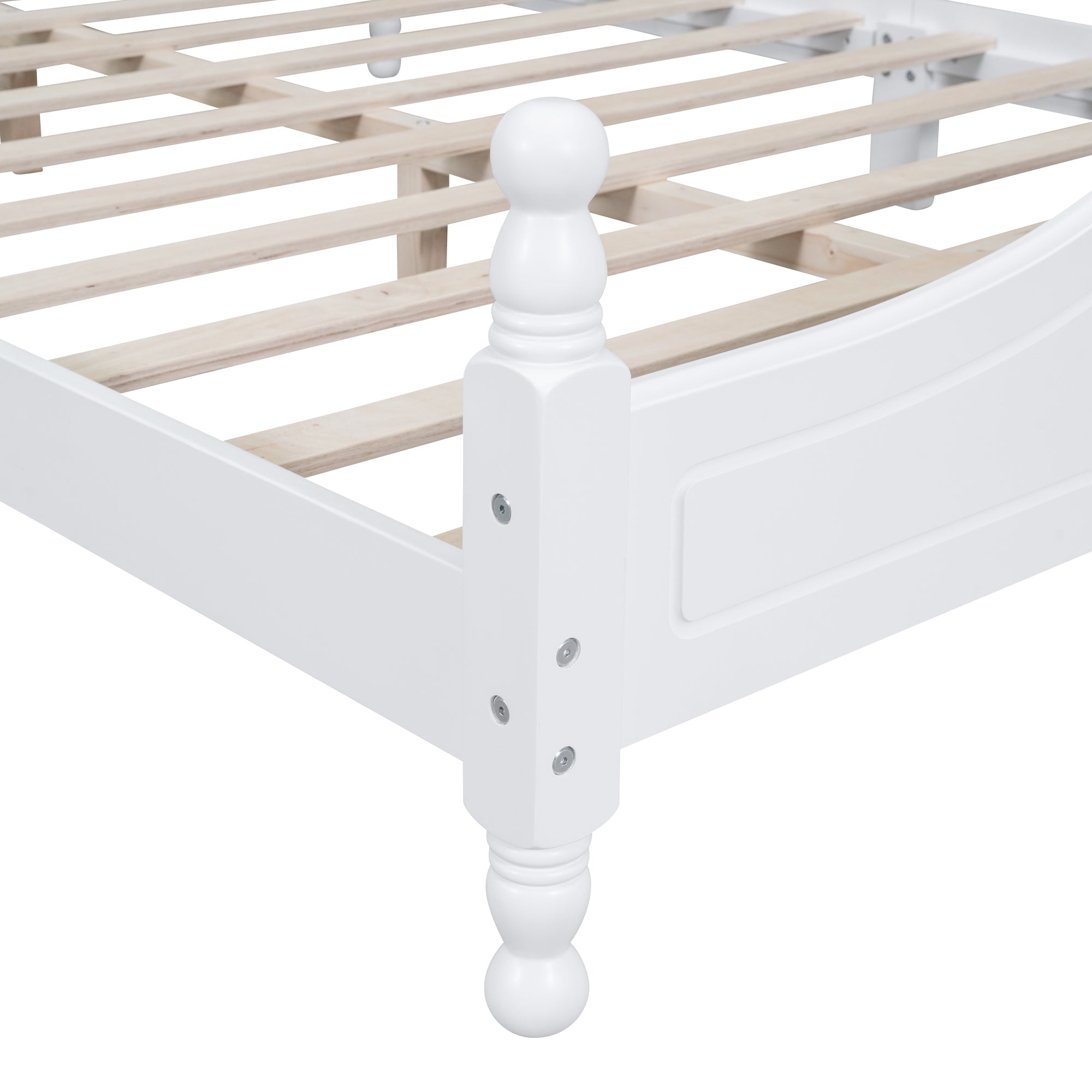 Full Size Wood Platform Bed Frame,Retro Style Platform Bed with Wooden Slat Support,White - Atlantic Fine Furniture Melbourne FL