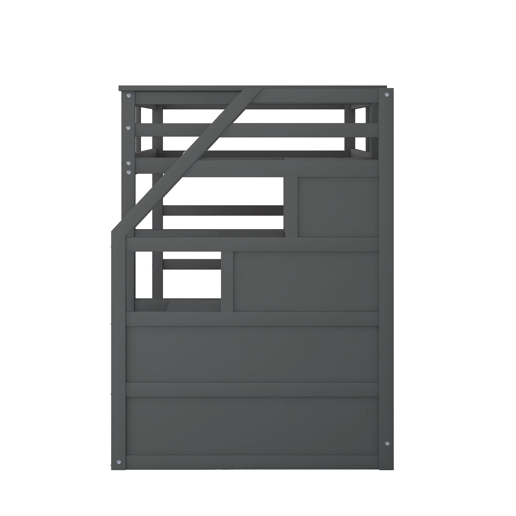 Twin-Over-Twin Bunk Bed with Twin Size Trundle and 3 Storage Stairs,Gray (OLD SKU :LP000064AAE) - Atlantic Fine Furniture Melbourne FL