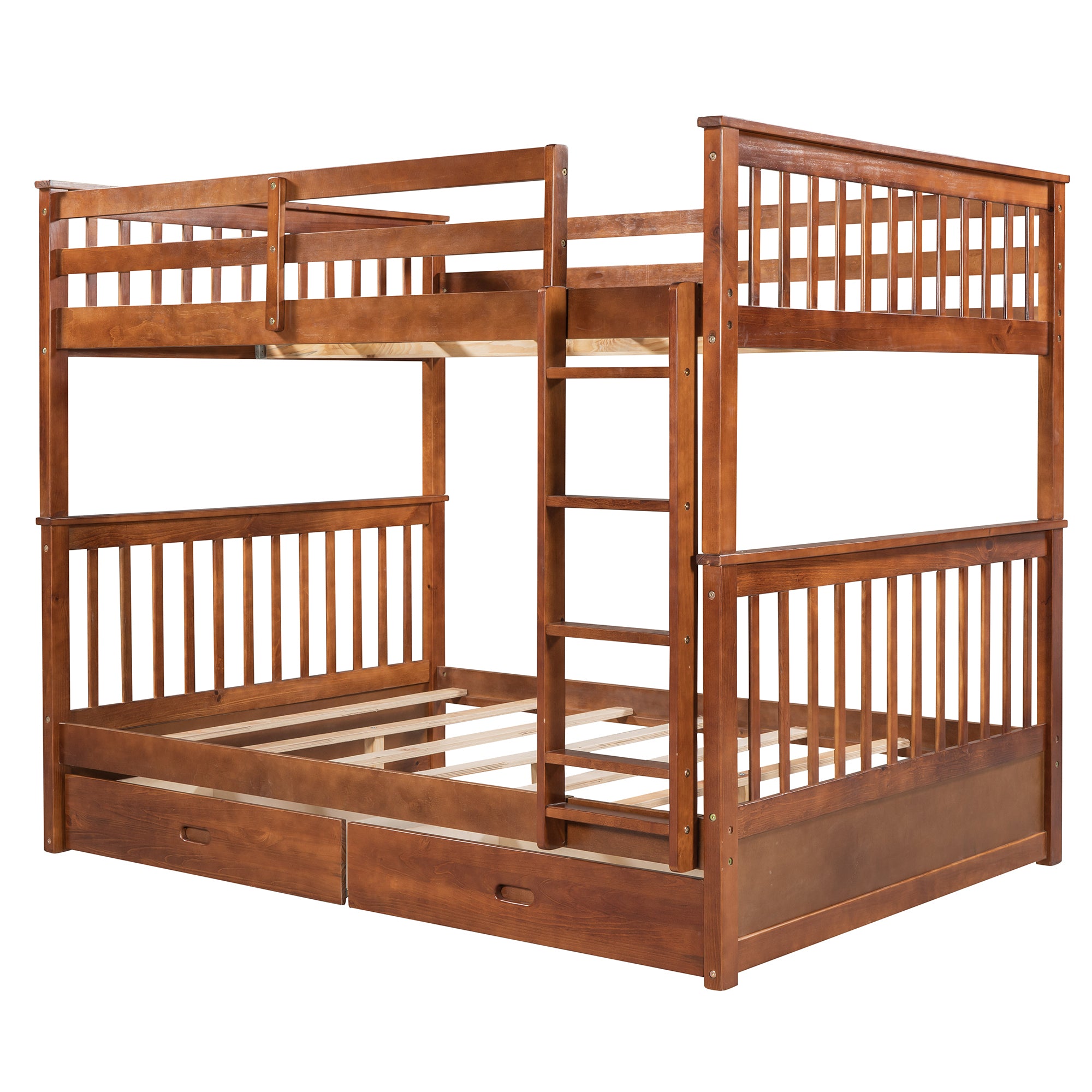 Full-Over-Full Bunk Bed with Ladders and Two Storage Drawers (Walnut)(OLD SKU:LT000365AAD) - Atlantic Fine Furniture Melbourne FL