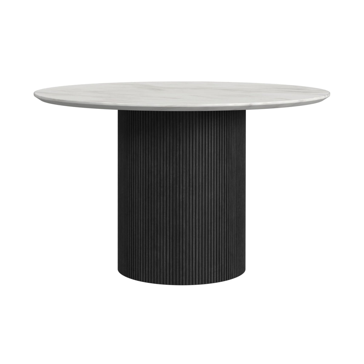Sylvie Round Dining Table With Faux Marble Top in Black by Elements International, view 3