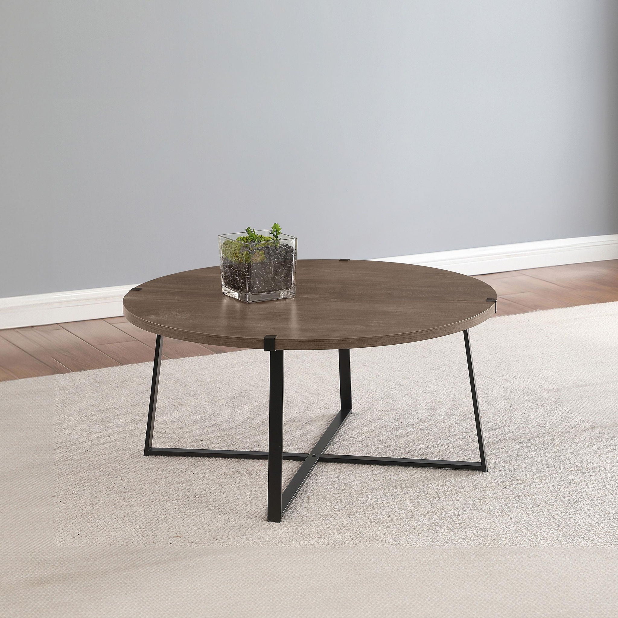 Marcus Round Engineered Wood Coffee Table Light Brown - Atlantic Fine Furniture Melbourne FL