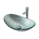 Tempered Glass Vessel Sink With Boat Shape Pop-Up Drain