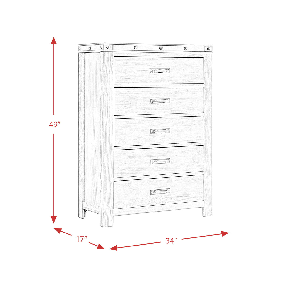 Wade 5-Drawer Chest in Black Finish by Elements International, view 3