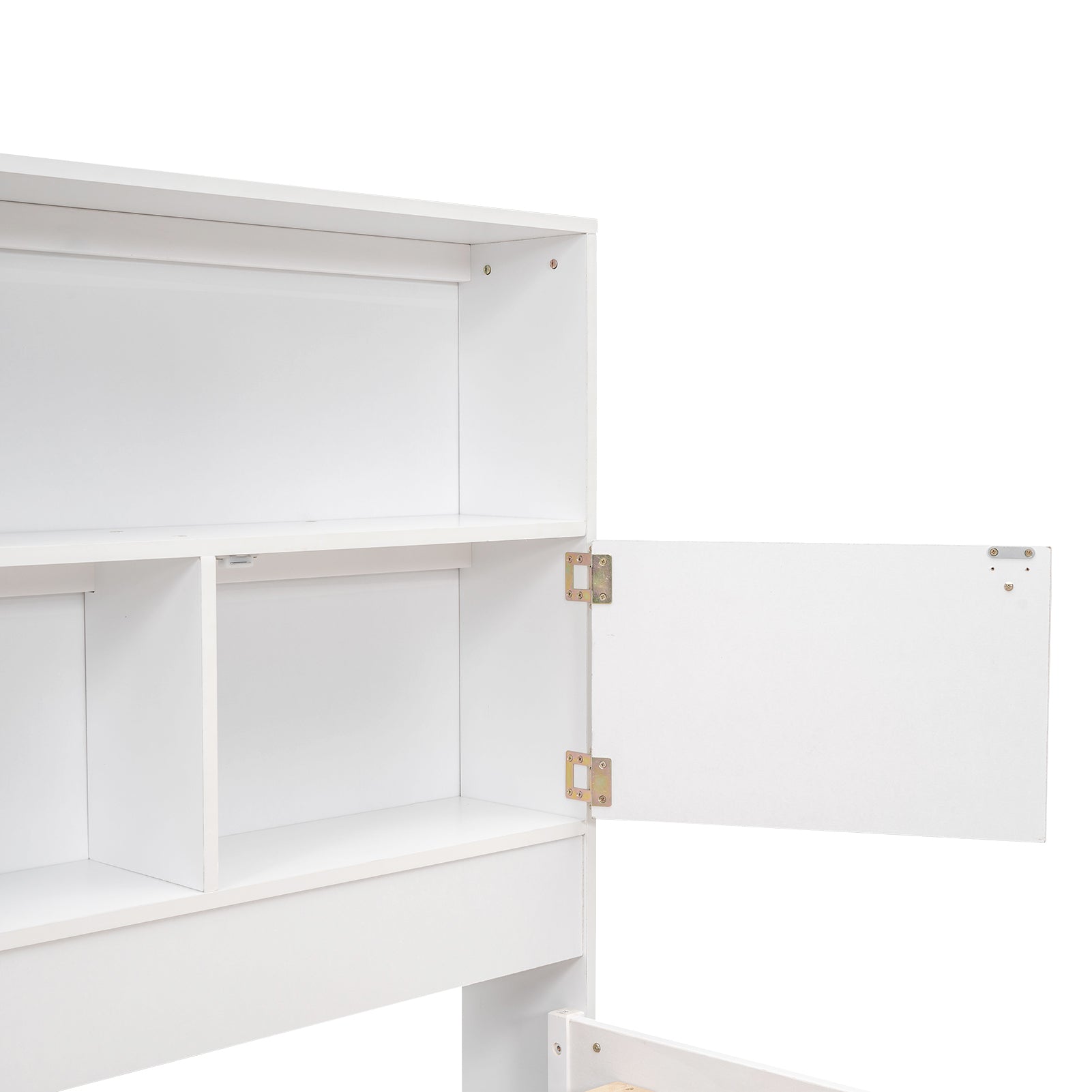 Full Size Platform Bed with Storage Headboard, Charging Station and 4 Drawers, White - Atlantic Fine Furniture Melbourne FL