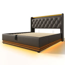 Upholstered Bed, 360 Surround LED Function, Remote Control, Hydraulic Storage Bed With USB, Type-C Charging (Without Mattress)