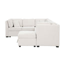 U-Shaped Sectional Sofa Pull Out Sofa Bed With Two USB Ports, Two Power Sockets, Three Back Pillows And A Storage Chaise For Living Room