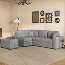Sleeper Sectional Sofa, L-Shape Corner Couch Sofa Bed With Storage Ottoman & Hidden Arm Storage & USB Charge For Living Room Apartment