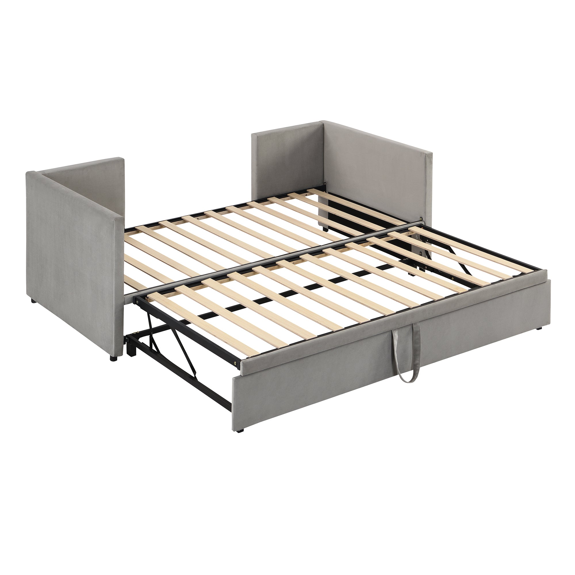 Twin Size Upholstered daybed with Pop Up Trundle, Gray - Atlantic Fine Furniture Melbourne FL