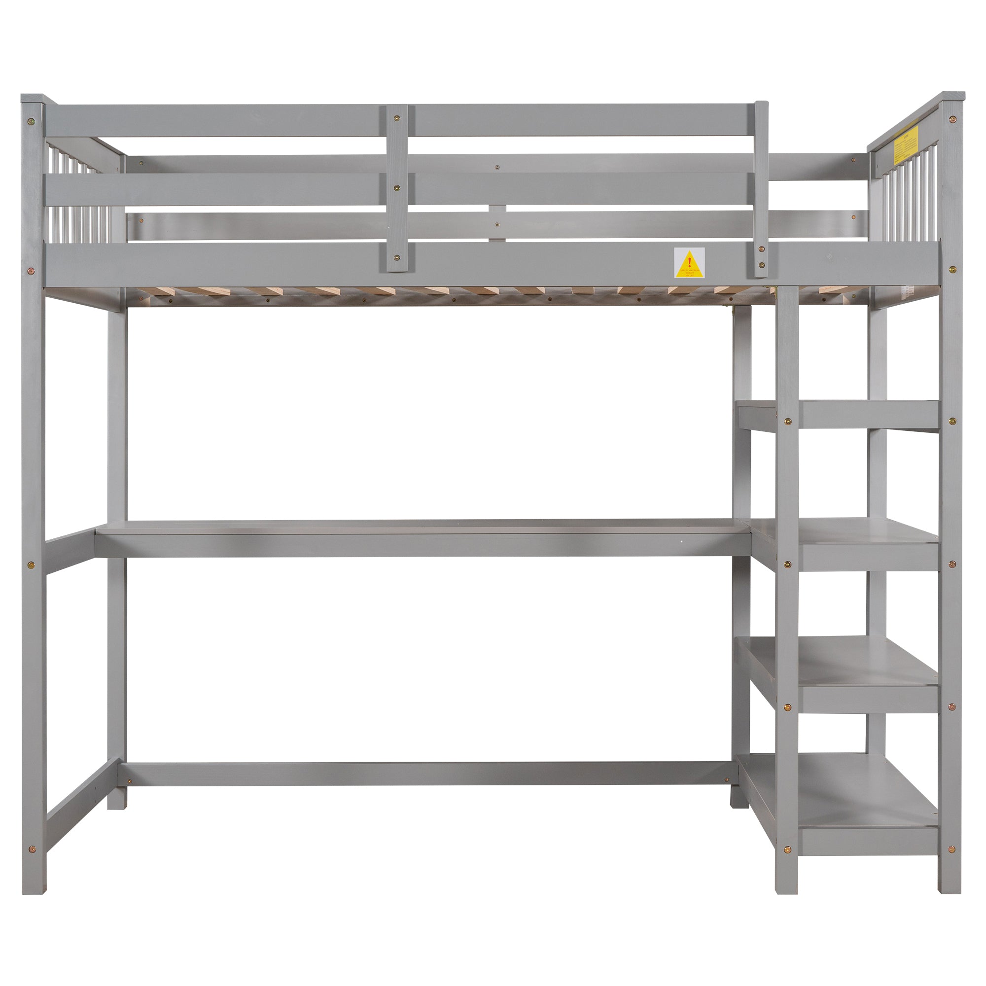 Twin Size Loft Bed with Storage Shelves and Under-bed Desk, Gray(OLD SKU:SM000245AAE-1) - Atlantic Fine Furniture Melbourne FL